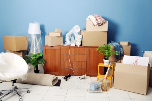 Flat removal van positioned for loading in Stepney