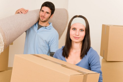 Securely packed items inside a moving van