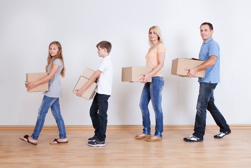 Boxes and furniture prepared for flat removals in Stepney