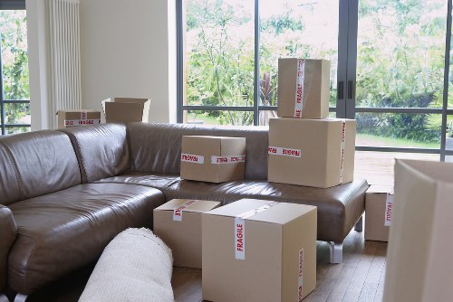 Professional packing supplies including cardboard boxes and tape