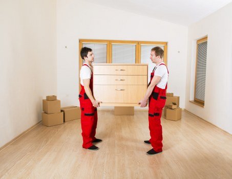 Team carrying boxes and furniture for a Stepney home relocation